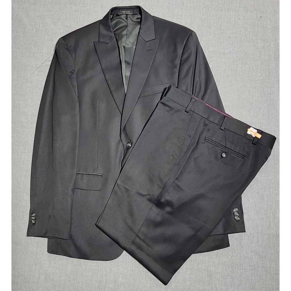 Sean John Black 2 Piece Suit Mens 40R Jacket Pants Business Formal Wedding